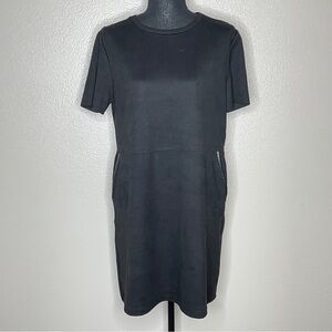 Zara Faux Suede Black‎ Midi Dress with Pockets Size M